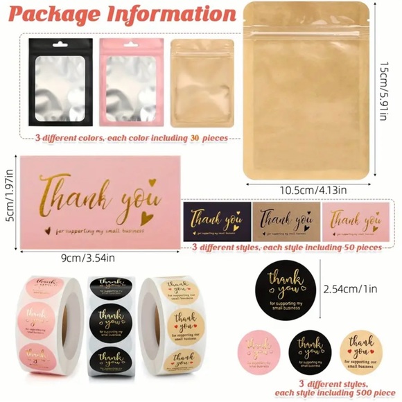 1740 Piece Thank You Card and Sticker and Seal Bag Set New in Packaging - Picture 2 of 9